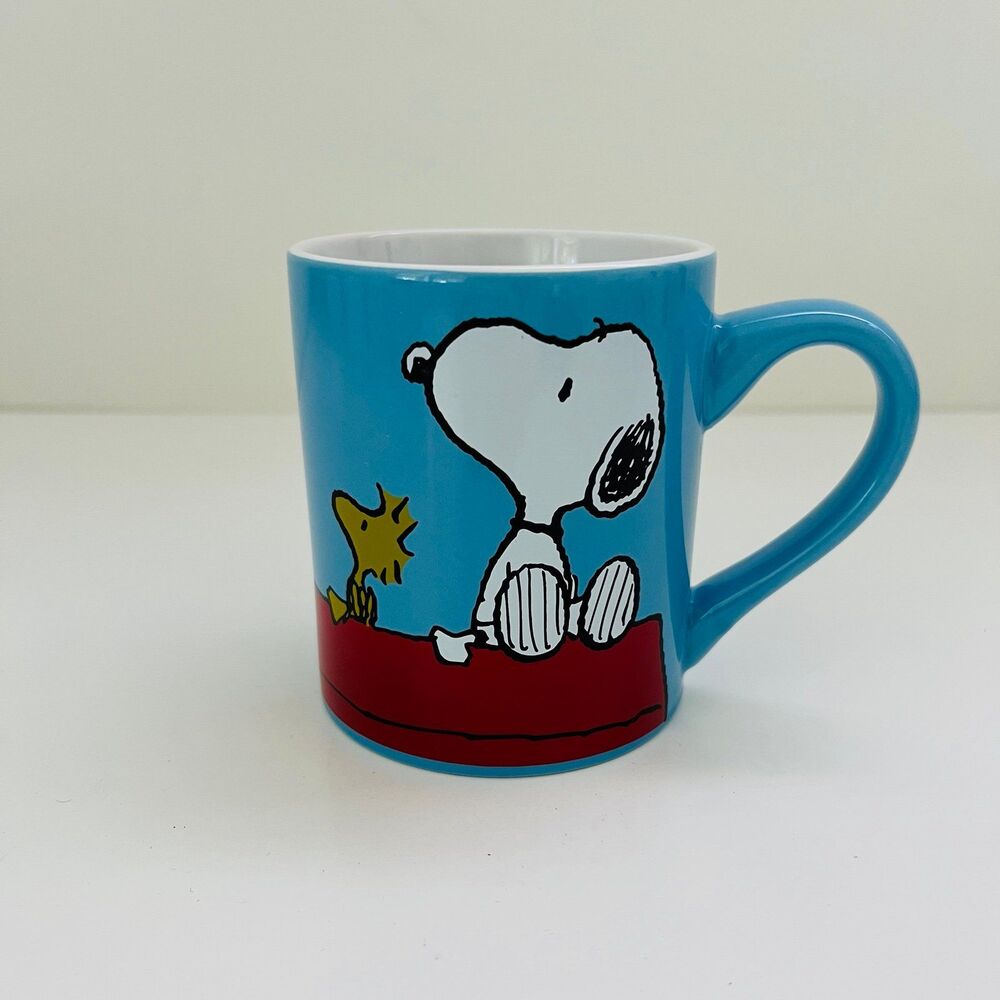 PEANUTS Snoopy & Woodstock Blue Dog House Ceramic Coffee Mug Cup